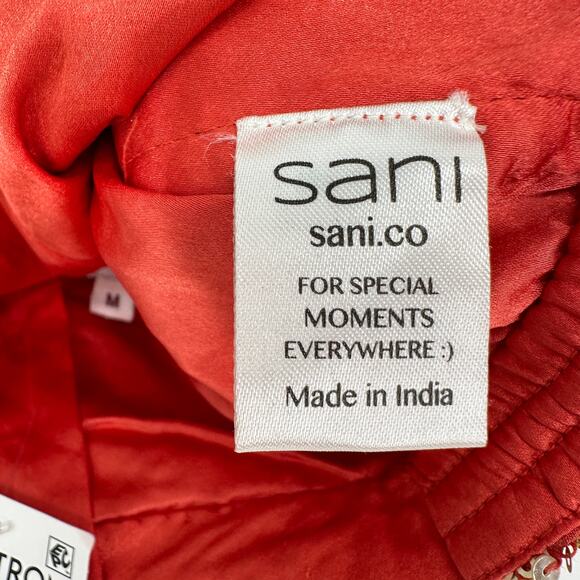 SANI Sequined Beaded Choli Cropped Top Bridal Event V Neck Back Paprika Medium - Picture 6 of 8